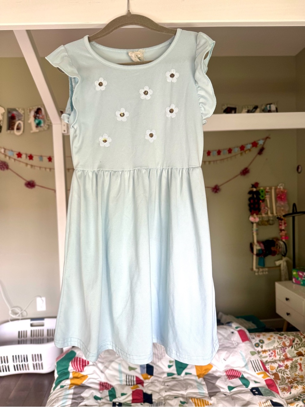 B’Tween Girls' Light Blue Daisy Applique Ruffle Dress